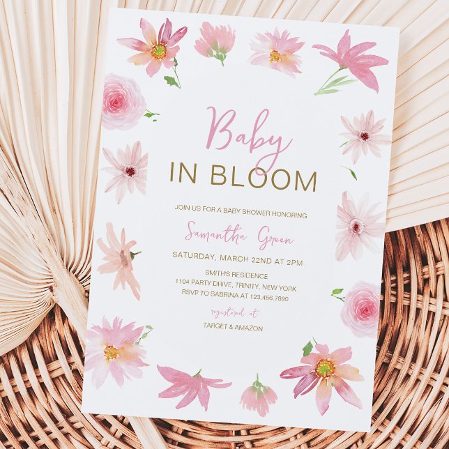Invitación Ducha de Bebé Floral Rosa Bebé en Flor (Subido por el creador)