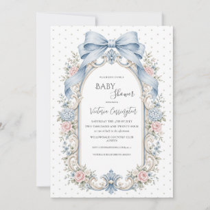 Invitación Ducha de bebé floral vintage verde salvia rosa
