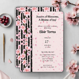 Invitación Ducha de Bebé Flores de Cerezo Primavera Sakura