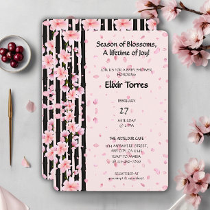 Invitación Ducha de Bebé Flores de Cerezo Primavera Sakura