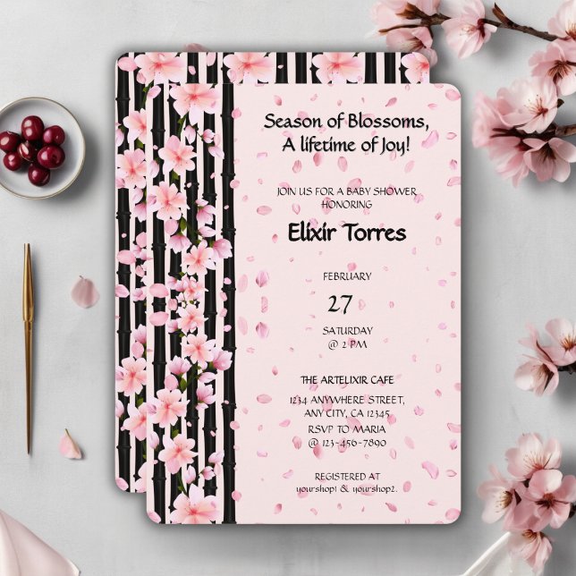 Invitación Ducha de Bebé Flores de Cerezo Primavera Sakura (Subido por el creador)