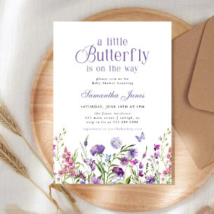 Invitación Ducha de bebé Flores silvestres Mariposa pequeña