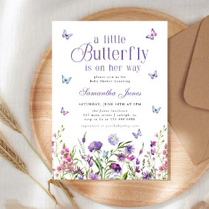 Invitación Ducha de bebé Flores silvestres Mariposa pequeña