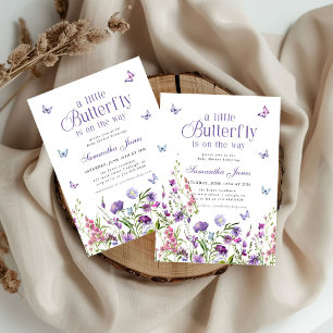 Invitación Ducha de bebé Flores silvestres Mariposa pequeña