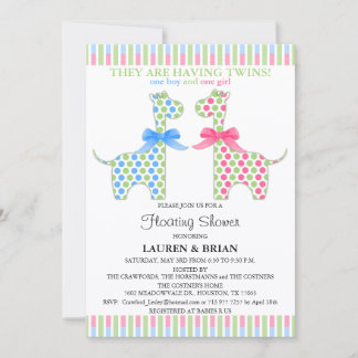 Invitación Ducha de bebé flotante de jirafa gemela personaliz