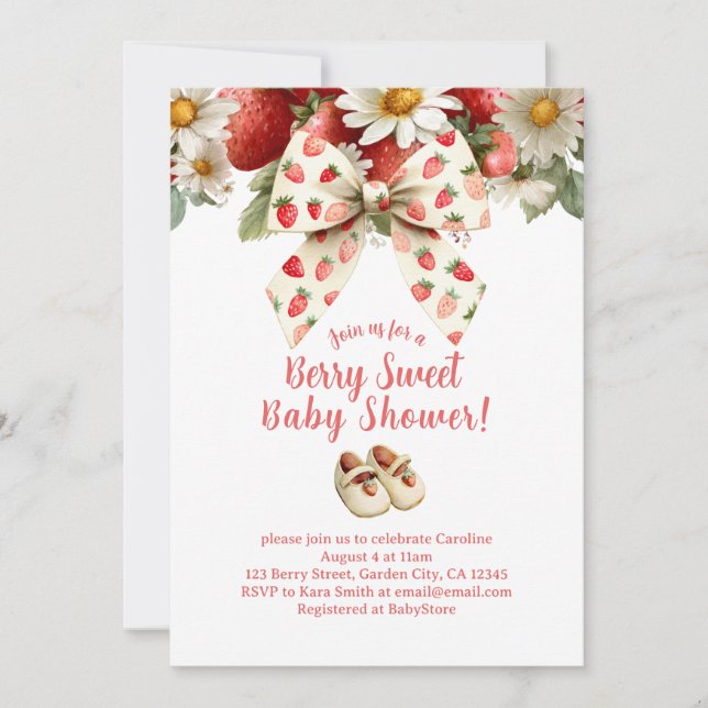 Invitación Ducha de Bebé Fresa Dulce Bebe (Anverso)
