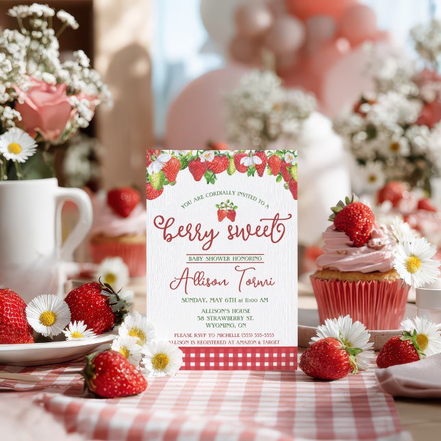Invitación Ducha de bebé Fresa, Dulce como una Fruta (Subido por el creador)
