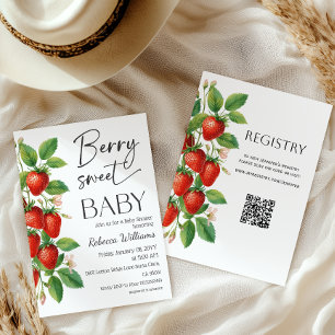 Invitación Ducha de bebé Fruta Rústica Fresa Dulce