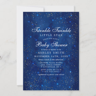 Invitación Ducha de Bebé Galaxia de Acuarela Twinkle Twinkle 
