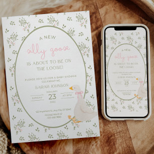 Invitación Ducha de Bebé Ganso Tonto Ganso Ducha de Bebé