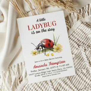 Invitación Ducha de bebé Garden Floral Daisy A Little Ladybug