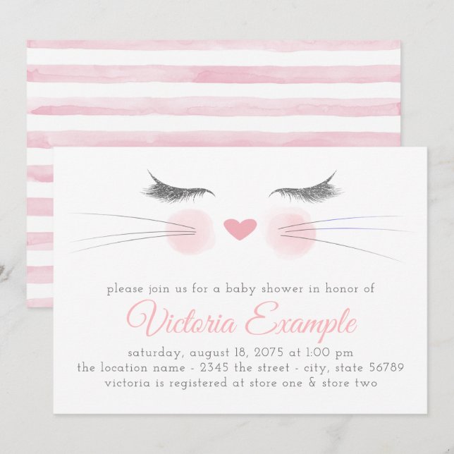 Invitación Ducha de Bebé Gatito (Anverso / Reverso)