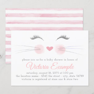 Invitación Ducha de Bebé Gatito Gato Niña