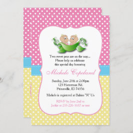 Invitación Ducha De Bebé Gemela - Dos Peas En Un Pod