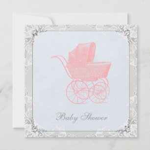 Invitación Ducha de bebé género neutral de carruaje vintage