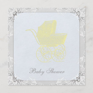Invitación Ducha de bebé género neutral de carruaje vintage