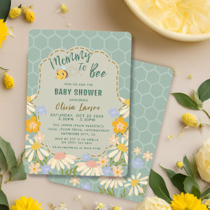 Invitación Ducha de bebé género neutral 'Mamá abeja'