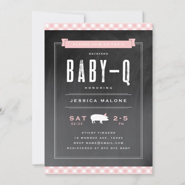 Invitación Ducha de bebé Gingham Baby BBQ Baby Shower (Anverso)