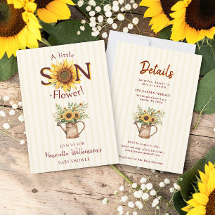 Invitación Ducha de bebé "Girasol "Pequeño "Hijo"-Flor" 