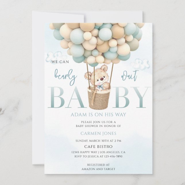 Invitación Ducha de Bebé Globo Aerostático (Anverso)