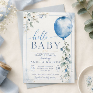 Invitación Ducha de Bebé Globo Azul