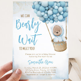 Invitación Ducha de Bebé Globo Oso Azul