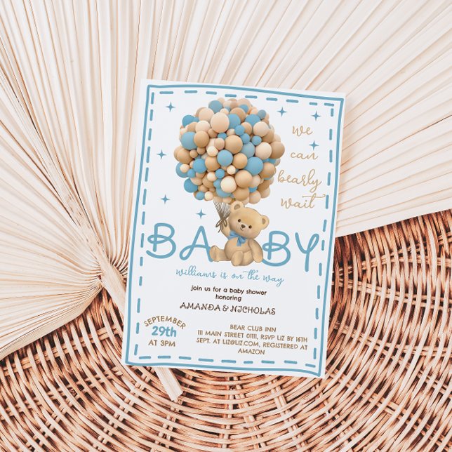 Invitación Ducha de bebé Globo Oso Azul (Subido por el creador)