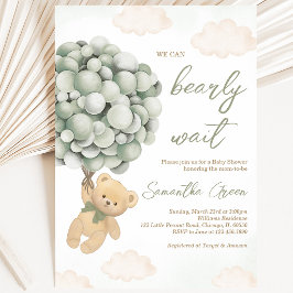 Invitación Ducha de Bebé Globo Oso Verde