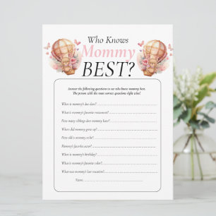 Invitación Ducha de bebé. globos de osito Llamarada Niña Quie