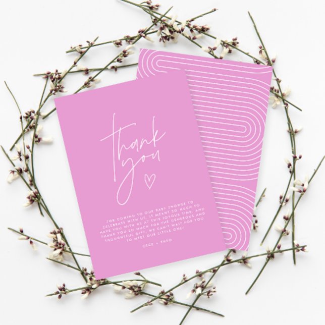 Invitación Ducha de bebé gracias a cerise rosa elegante moder (Subido por el creador)