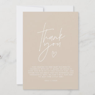 Invitación Ducha de bebé gracias a la elegancia beige moderna