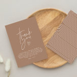 Invitación Ducha de bebé gracias a la elegante marrón moderna<br><div class="desc">Guión para la ducha de bebé fiesta elegante de color marrón natural moderno gracias al diseño de la postal. Diseño neutro de género ideal</div>
