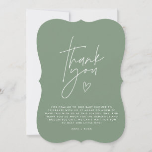 Invitación Ducha de bebé gracias a sage verde elegante modern