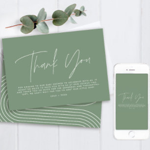 Invitación Ducha de bebé gracias a sage verde elegante modern