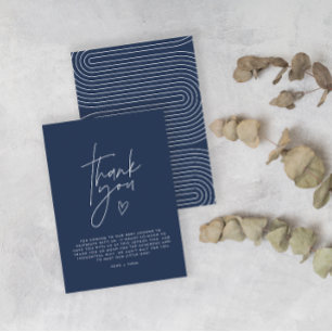Invitación Ducha de bebé gracias azul marino elegante moderno