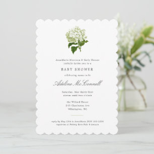 Invitación Ducha de Bebé Grandmillennial Hydrangea Blanca