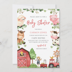 Invitación Ducha de Bebé Granja Animales de Corral