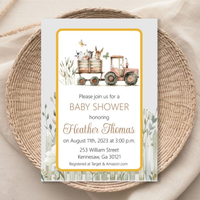 Invitación Ducha de Bebé Granja Red Tractor (Subido por el creador)