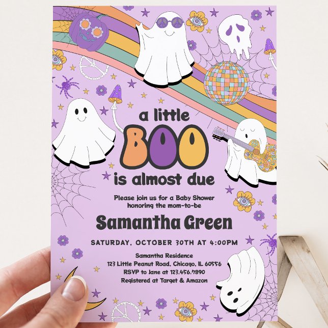 Invitación Ducha de Bebé Groovy Little Boo (Subido por el creador)