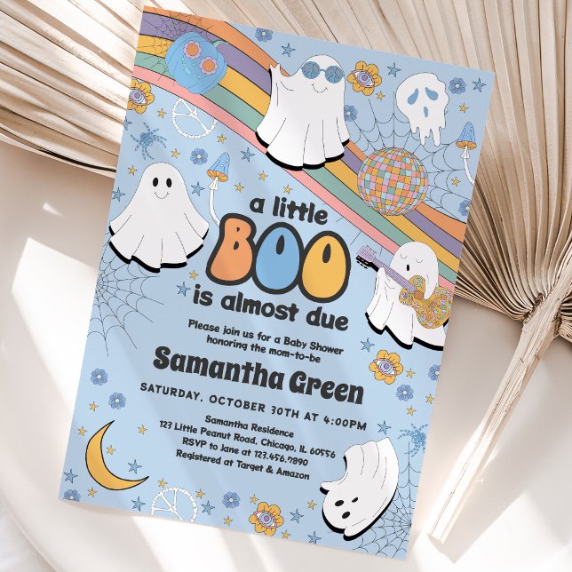 Invitación Ducha de bebé Groovy Little Boo (Subido por el creador)