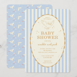 Invitación Ducha de bebé Harry Potter Hedwig Raya Azul