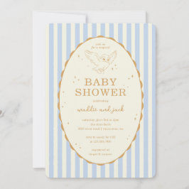 Invitación Ducha de bebé Harry Potter Hedwig Raya Azul