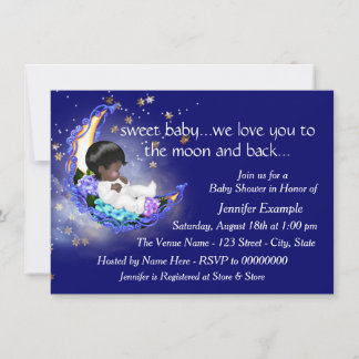 Invitación Ducha de Bebé Hasta la Luna y de Regreso