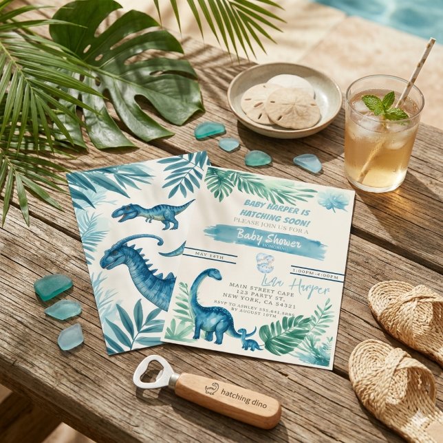Invitación ducha de bebé Hatching Soon Dinosaurio de la jungl (Subido por el creador)