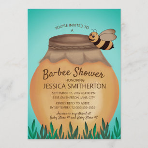 Invitación Ducha de Bebé Honey Pot y Abeja de Miel