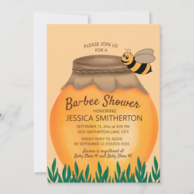 Invitación Ducha de Bebé Honey Pot y Abejorro (Anverso)