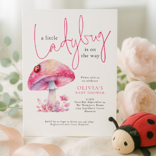 Invitación Ducha de Bebé Hongo y Mariquita Pequeña