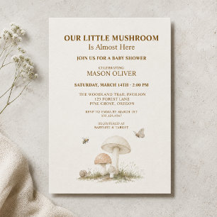 Invitación Ducha de Bebé Insectos Hongo Bosque
