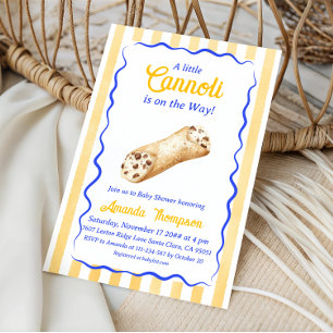 Invitación Ducha de Bebé Italiano Amarillo Azul Little Cannol