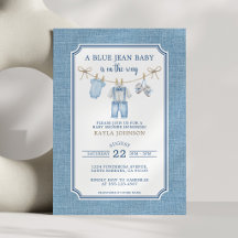 Ducha de bebé Jean Azul Acuarela Cuerda de ropa